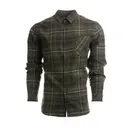 Open Pocket Flannel Shirt Charcoal Blue Front