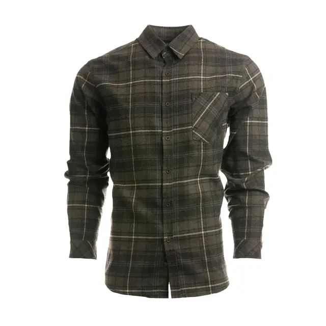 Open Pocket Flannel Shirt Charcoal Blue Front