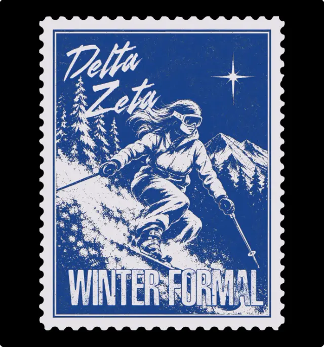 Delta Zeta Skiing Illustration Winter Formal Hoodie