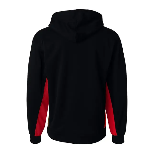 Customizable Badger Performance Fleece Hooded Sweatshirt 1454 Black-Red Back