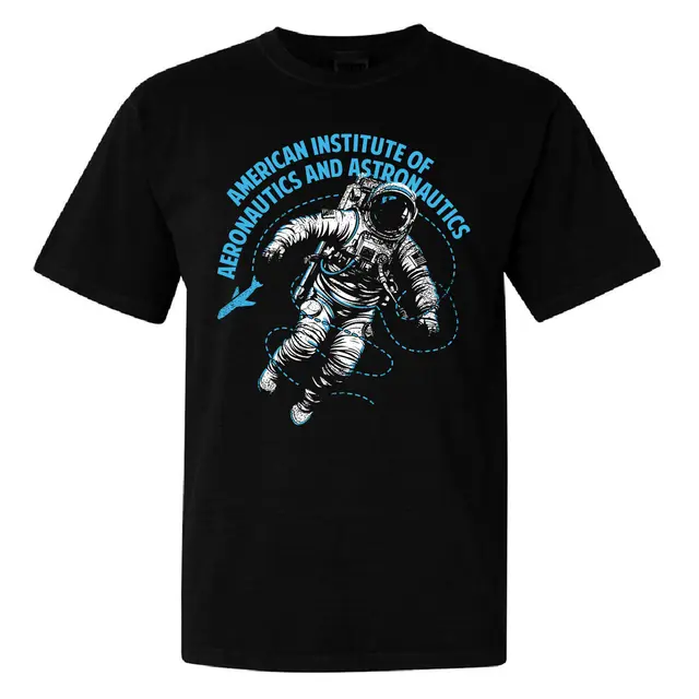 American Institute of Aeronautics and Astronautics Astronaut and Rocket Text PR Shirt 2