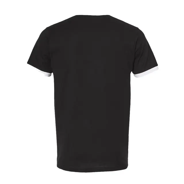 TULTEX Unisex Fine Jersey Ringer T-Shirt - 246 Black White Back