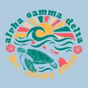 Alpha Gamma Delta Sea Turtle Waves and Sun Tropical Illustration PR Shirt