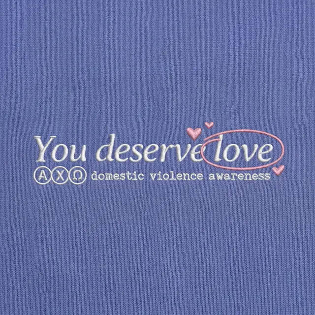 Alpha Chi Omega Heart Outline Text Philanthropy Sweater