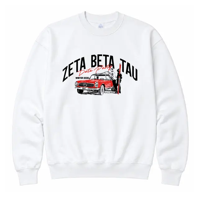 Zeta Beta Tau Vintage Car Ski Theme Date Parties Crewneck 2