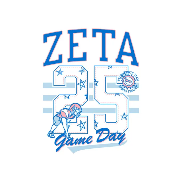 Zeta Tau Alpha Bold Block Football Game Day Shirt