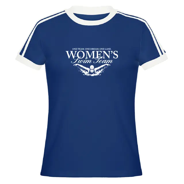 Women's Swim Team Serif and Script Text Swimmer PR Shirt 2