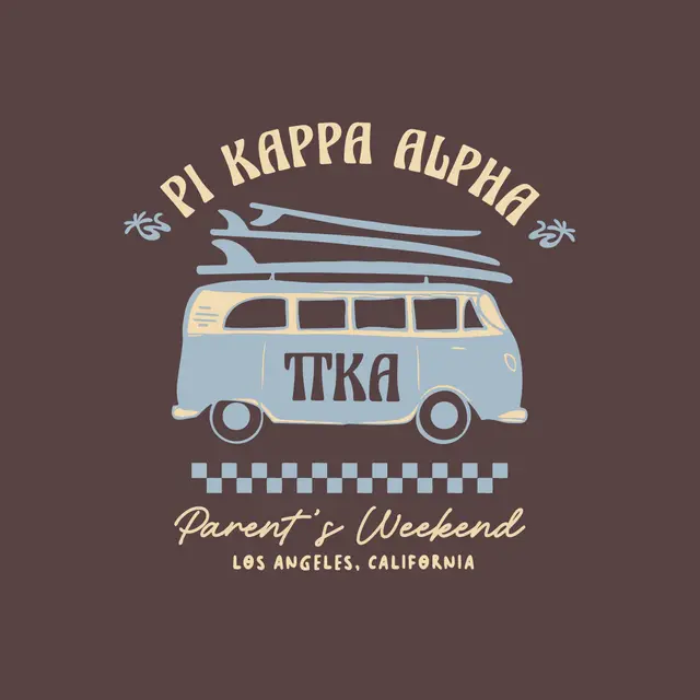Pi Kappa Alpha Surfer Van Graphic Parent's Weekend Crewneck