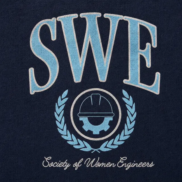 Society of Women Engineers Distressed Lettering Crest Crewneck