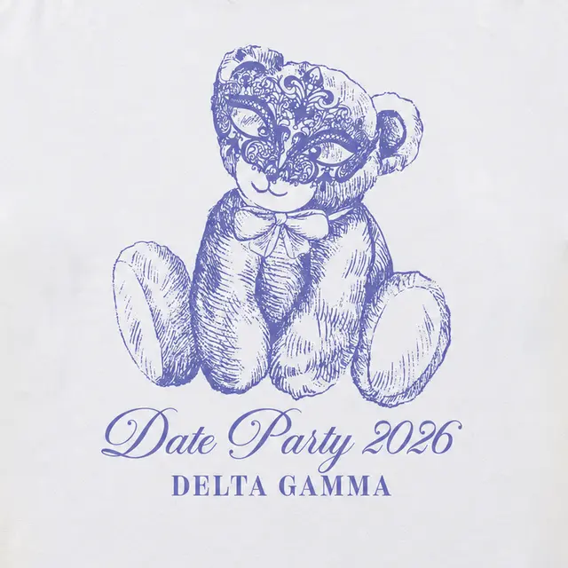 Delta Gamma Teddy Bear Masked Illustration Date Party Shirt