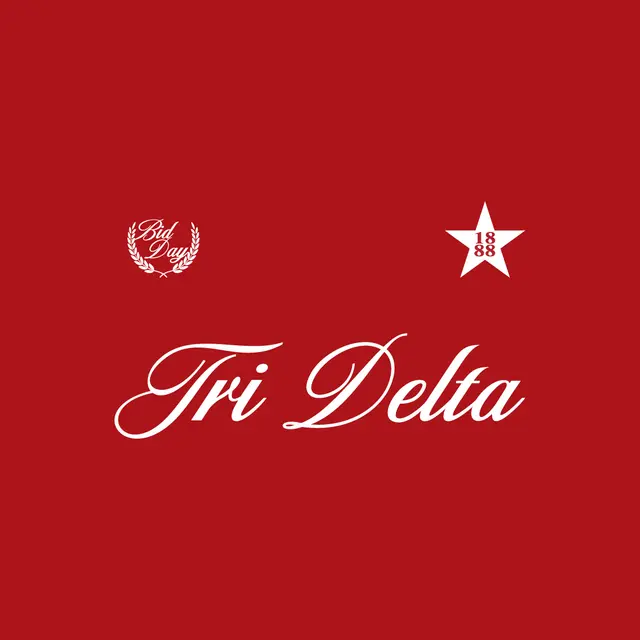 Delta Delta Delta Elegant Script Text with Star Bid Day Shirt