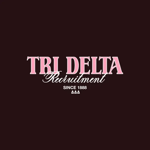 Delta Delta Delta Pink Serif Text and Script Recruitment Shirt