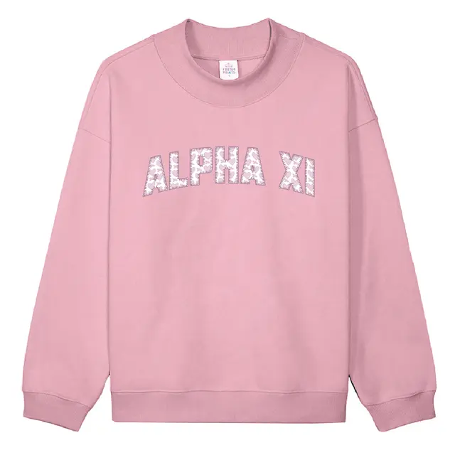 Alpha Xi Delta Heart Pattern Text PR Crewneck 2