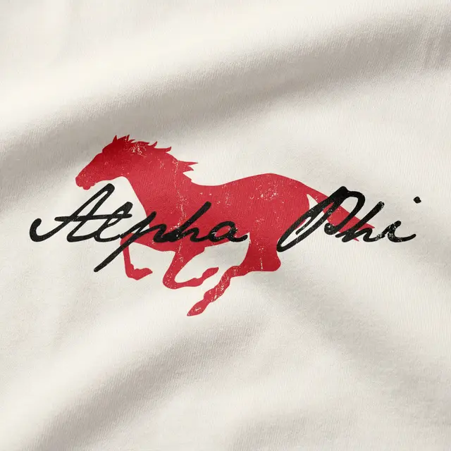 Alpha Phi Galloping Horse Script PR Shirt