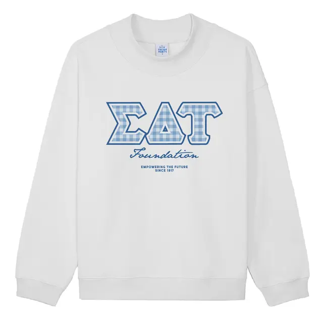 Sigma Delta Tau Gingham Letters Philanthropy Crewneck 2