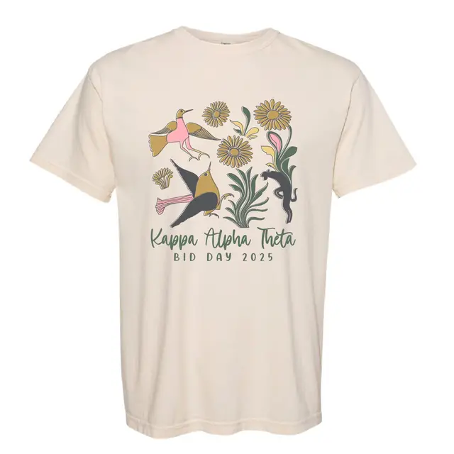 Kappa Alpha Theta Birds and Florals Bid Day Shirt 2