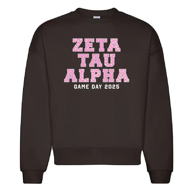 Zeta Tau Alpha Pink Starry Game Day Crewneck 2