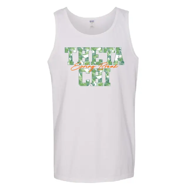 Theta Chi Leafy Block Lettering Spring Break Tank 2