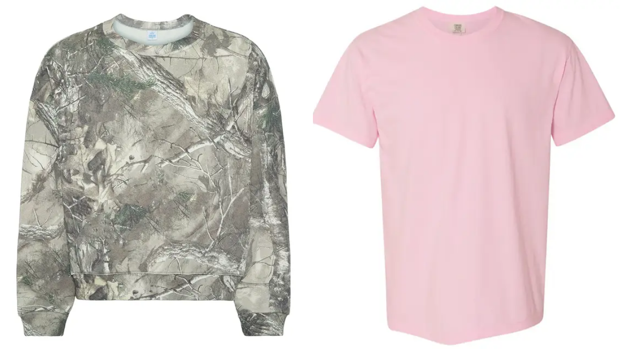 Fresh Prints Chicago Camo Heavyweight Crewneck and Comfort Colors Adult Heavyweight Shirt for sorority date party merch