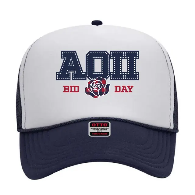Alpha Omicron Pi Plaid Rose Bid Day Hat 2