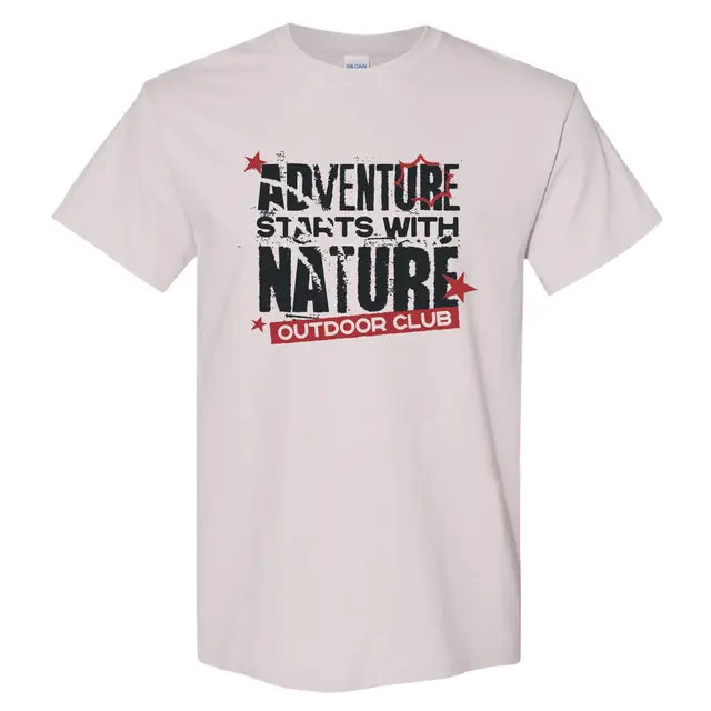 Outdoor Club Adventure Starts With Nature Text with Red Stars PR Shirt 2