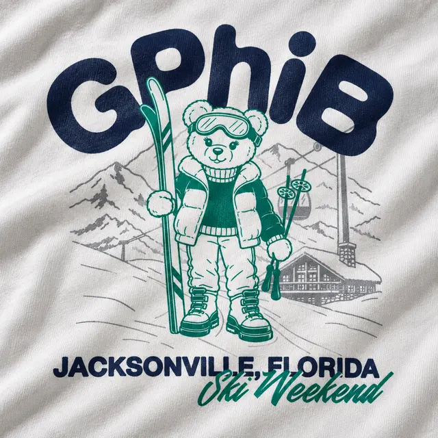 Gamma Phi Beta Ski Bear Illustration PR Sweater