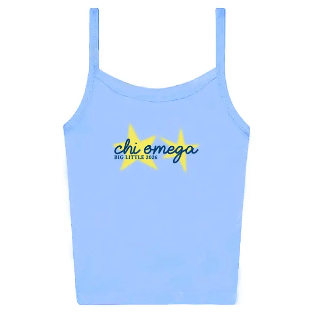 Chi Omega Starry Script Big Little Reveal Tank 2