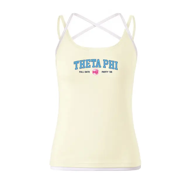 Theta Phi Stacked Text Disco Ball Date Party Tank 2