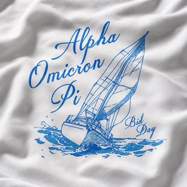 Alpha Omicron Pi Sailboat Illustration Bid Day Shirt