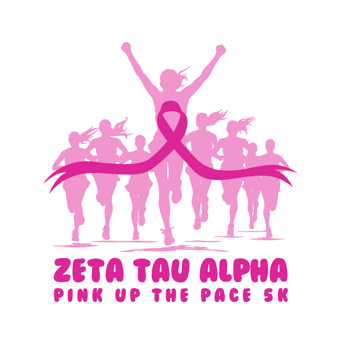 Zeta Tau Alpha Pink Ribbon Runner Philanthropy Shirt | Fresh Prints