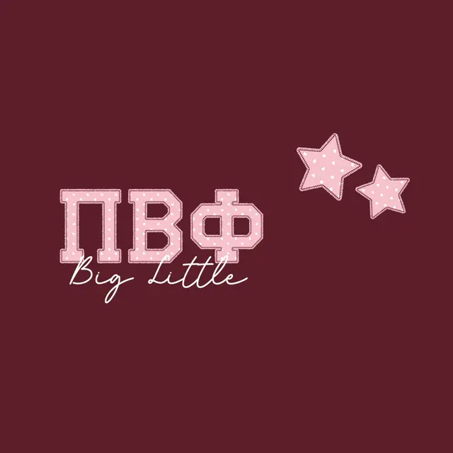 Pi Beta Phi Heart Pattern Stars and Block Text Big Little Reveal Hoodie