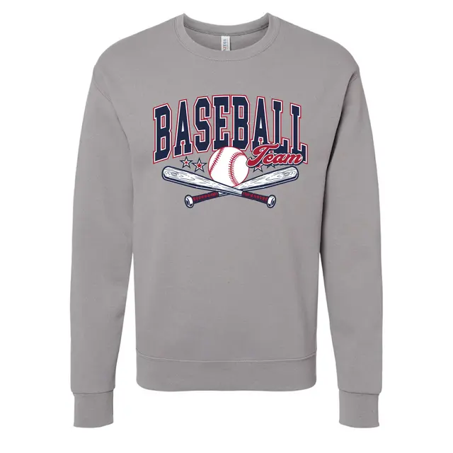 Baseball Team Crossed Bats Graphic PR Crewneck 2
