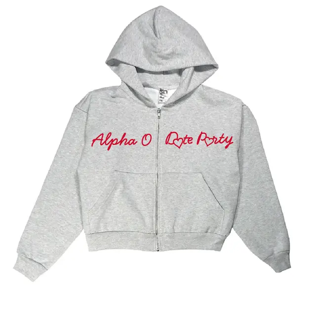 Alpha Omicron Pi Heart Script Date Party Hoodie 2