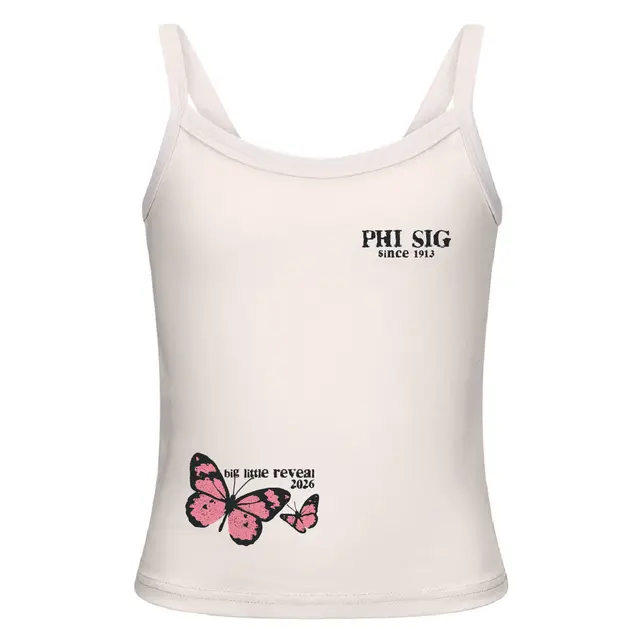 Phi Sigma Sigma Pink Butterfly Big Little Reveal Tank 2