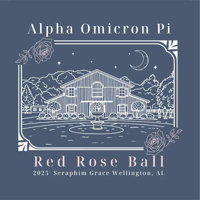Alpha Omicron Pi Roses and Moon Date Party Shirt