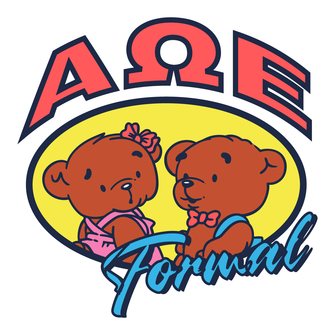 Alpha Omega Epsilon Cartoon Boy and Girl Bear Drawing Formal Shirt ...