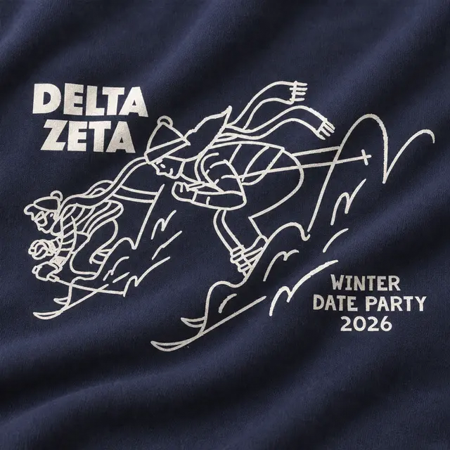 Delta Zeta Skiing Illustration Date Party Sweater