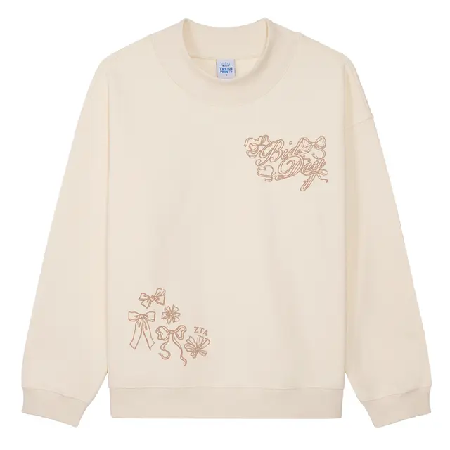 Zeta Tau Alpha Outline Script Text and Bows Bid Day Crewneck 2