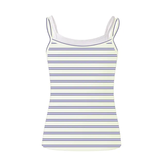 Fresh Prints  Bailey Layered Tank Cream Purple Lavender Stripes mto Back