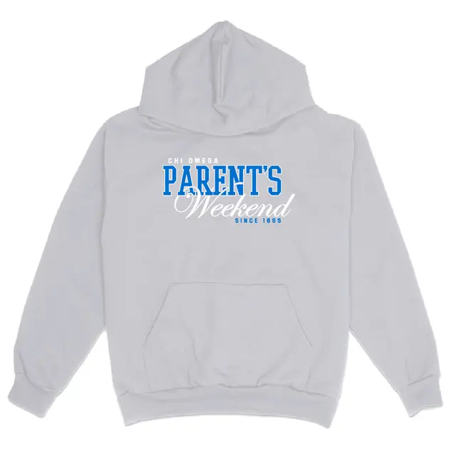 Chi Omega Bold Block Script Letter Parent's Weekend Hoodie 2