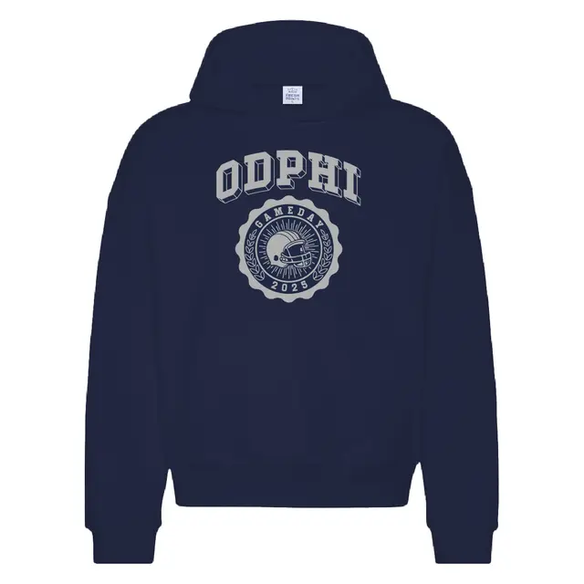 Omega Delta Phi ODPHI Bold Block Text with Football Theme Game Day Hoodie 2