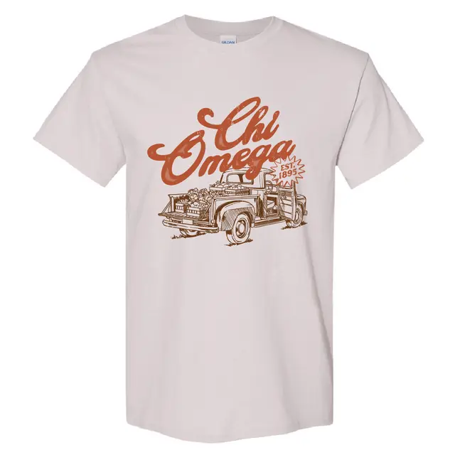 Chi Omega Vintage Truck Illustration PR Shirt 2