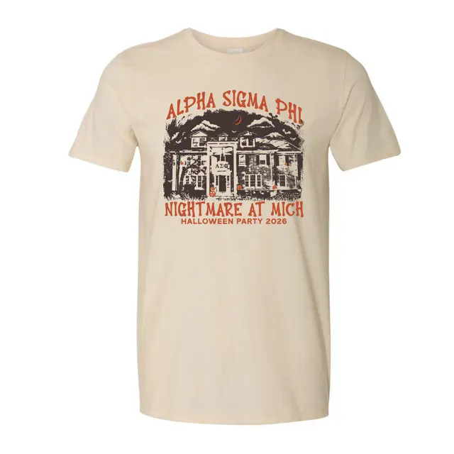 Alpha Sigma Phi Haunted House Illustration Halloween Shirt 2