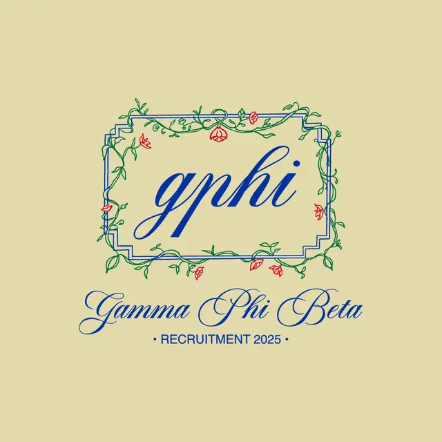 Gamma Phi Beta Floral Frame Script Rush Tank
