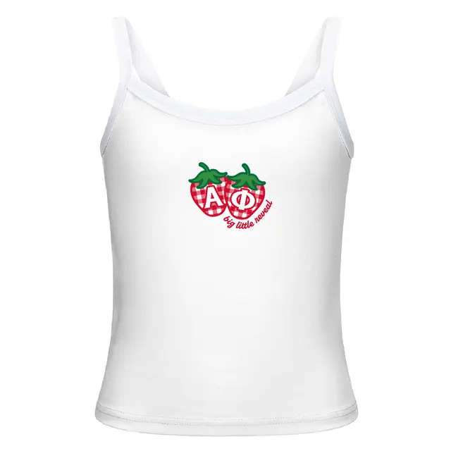 Alpha Phi Checkered Strawberry Big Little Reveal Tank 2