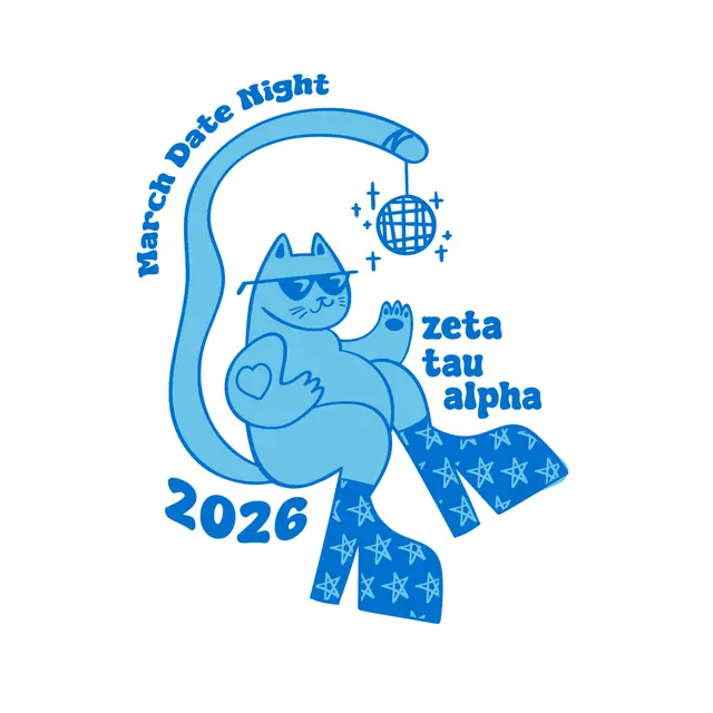 Zeta Tau Alpha Disco Cat March Date Parties Shirt