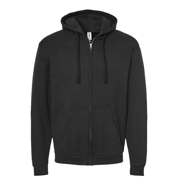 Unisex Full-Zip Hooded Sweatshirt Black Front