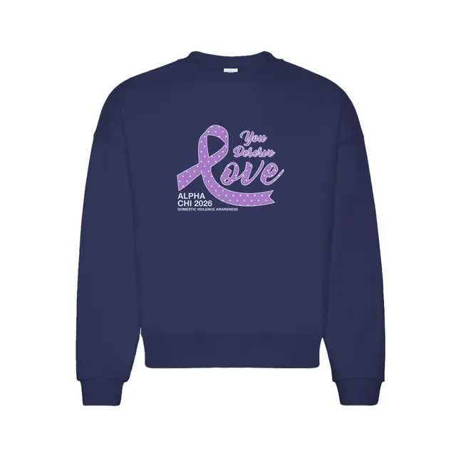 Alpha Chi Omega Polka Dot Ribbon Domestic Violence Awareness Sweater 2