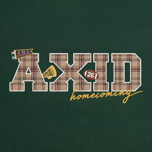 Alpha Xi Delta Plaid Block Lettering Homecoming Hoodie