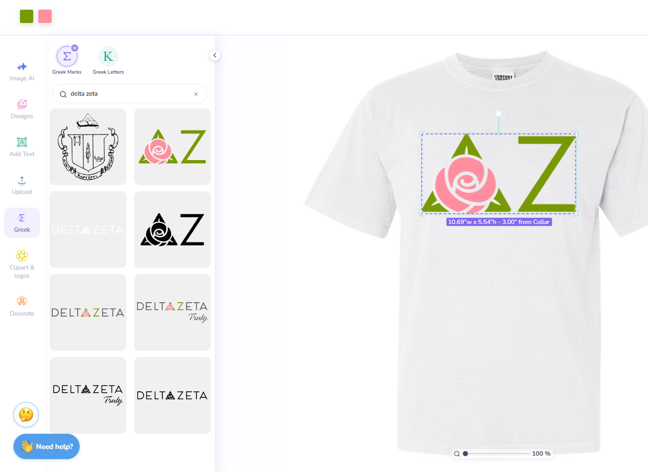 Get Pantone Color Codes for Official School or Greek Colors on Fresh Prints Design Tool